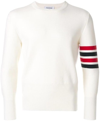 톰브라운 FW22 스트라이프 크루넥 울 스웨터 오프화이트 풀오버. MKA189A-00014-100 Buy 톰브라운 FW22 스트라이프 크루넥 울 스웨터 오프화이트 풀오버. MKA189A-00014-100