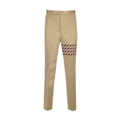 THOM BROWNE FW22 Striped Detail High-Waist Straight-Leg Pants Khaki Men’s. MTU316A-03788-275