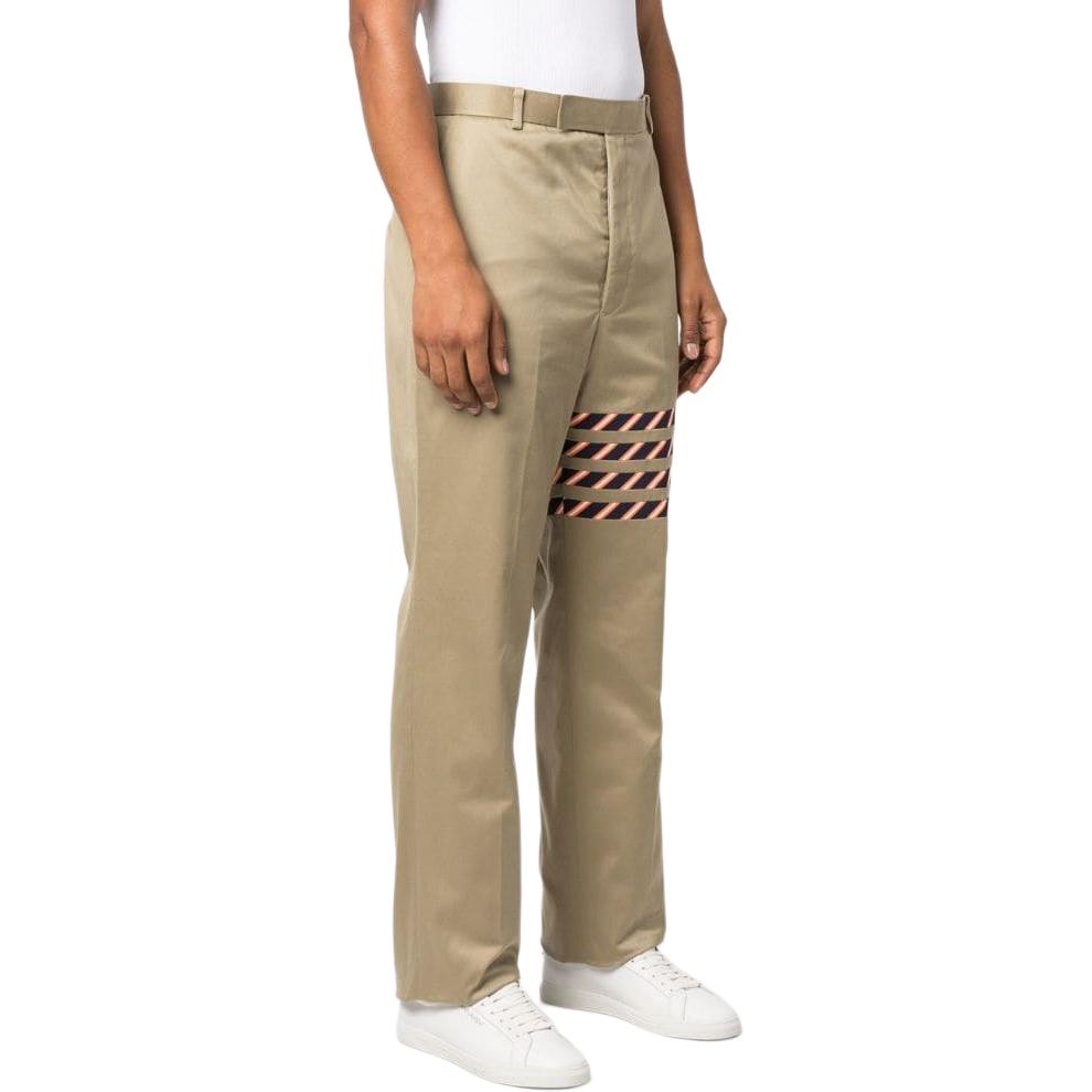 Purchase THOM BROWNE 2022秋冬條紋細節高腰直筒長褲卡其色男款 MTU316A-03788-275