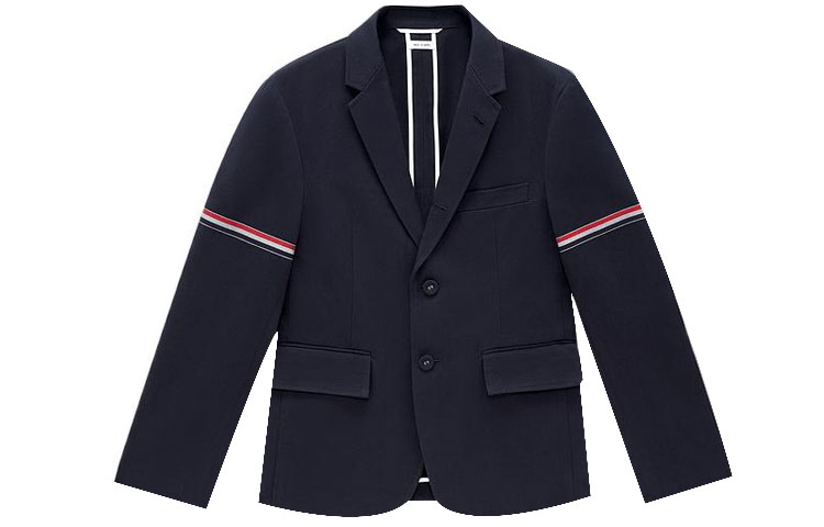 THOM BROWNE FW22 Striped Print Single-Breasted Suit Navy Blue for Men. MJU426A-F0092-415