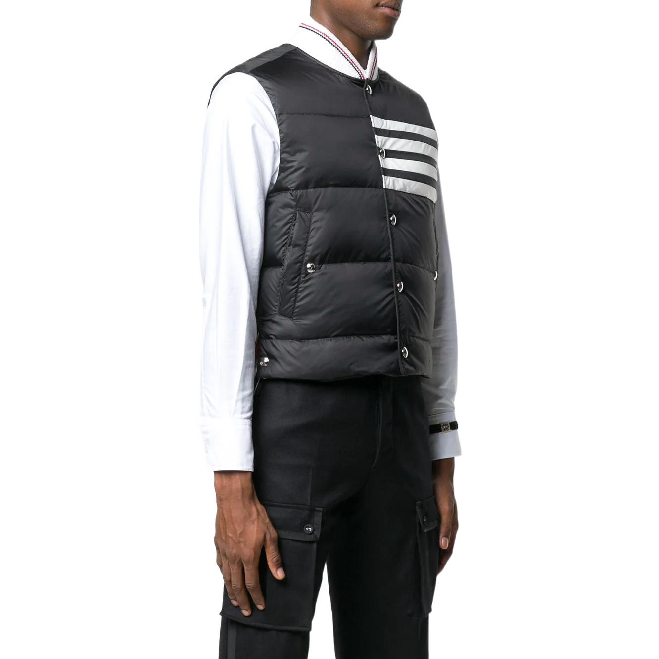 Purchase THOM BROWNE FW22 Striped Single-Breasted Vest  Black MVD017X-05411-001