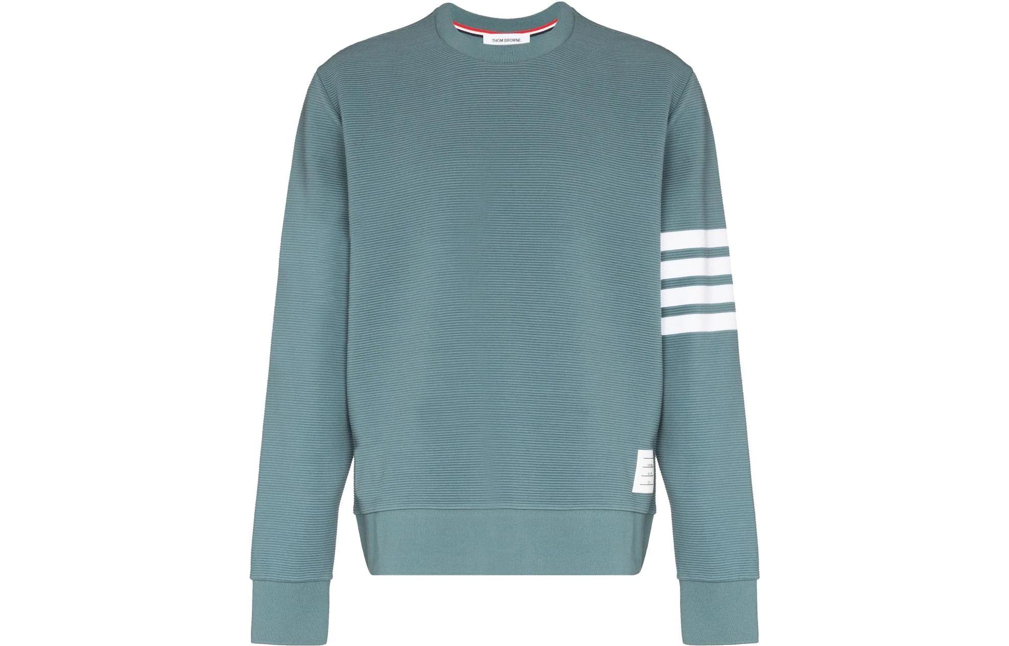 Thom Browne FW22 Striped Sweatshirt Mens Peacock Green MJT330A-08138-420