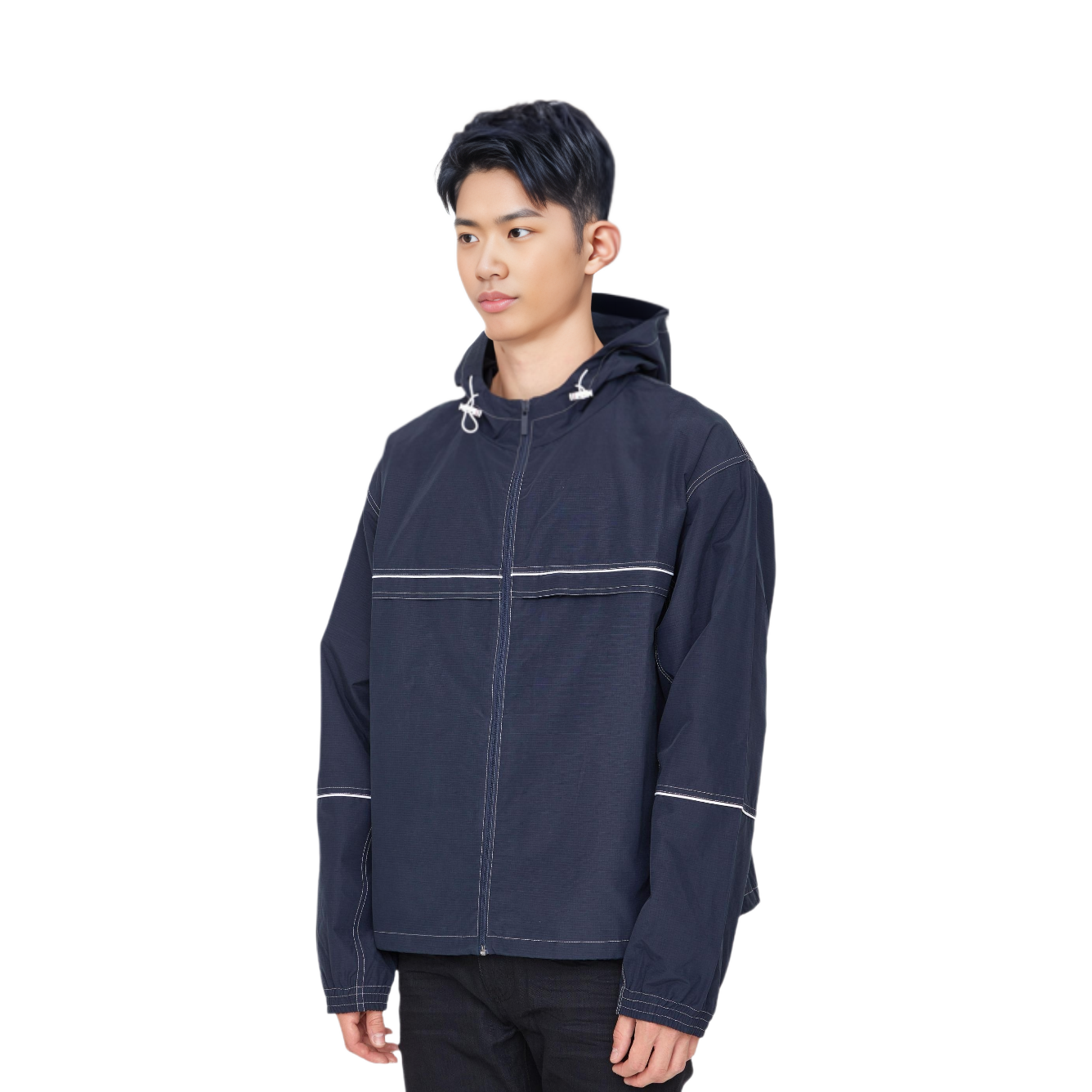 Thom Browne FW22 Striped Zip-Up Drawstring Hoodie Jacket Navy Men’s MJT343A-07651-415