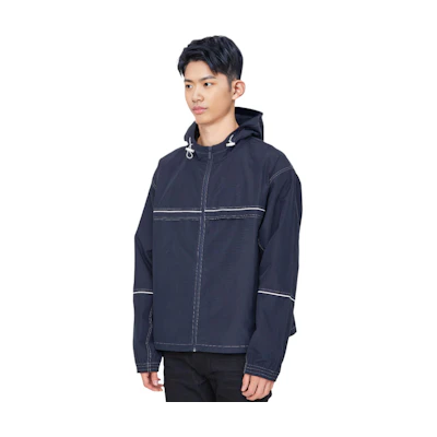 Thom Browne FW22 Striped Zip-Up Drawstring Hoodie Jacket Navy Men’s MJT343A-07651-415