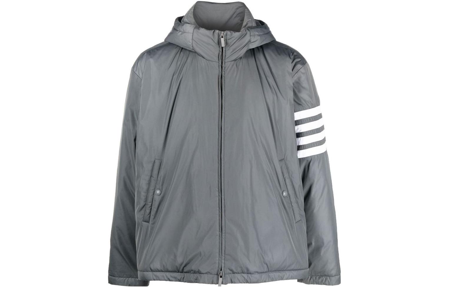 Thom Browne FW22 Striped Zip-Up Jacket Gray MJD102X-07259-035