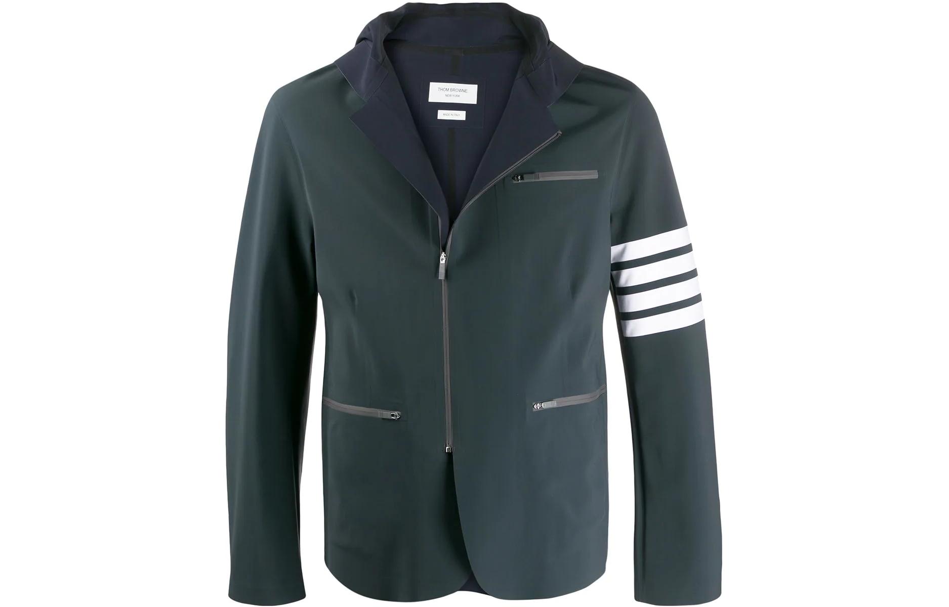 Order 톰 브라운 FW22 스트라이프 집업 후디 자켓 남성 다크 그레이 MJA004-A06775-015