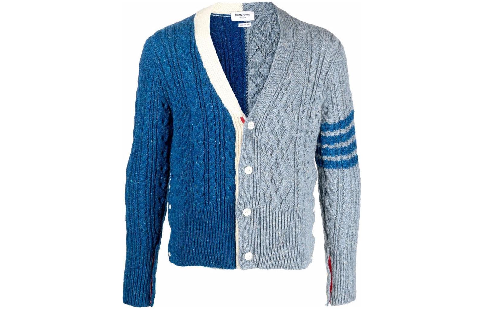 THOM BROWNE FW22 Two-Tone Cable Knit Sweater Multicolor MKC409F-Y1506-422 圖 2
