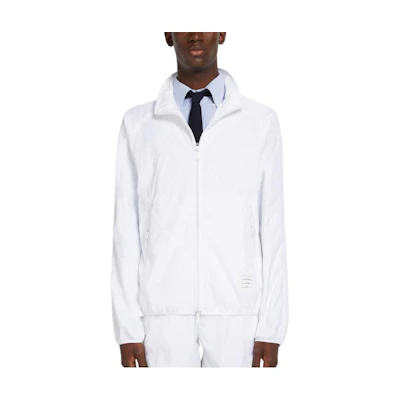 Thom Browne FW22 White Stand Collar Zip Jacket - Back to School Edition MJT319A-06859-100