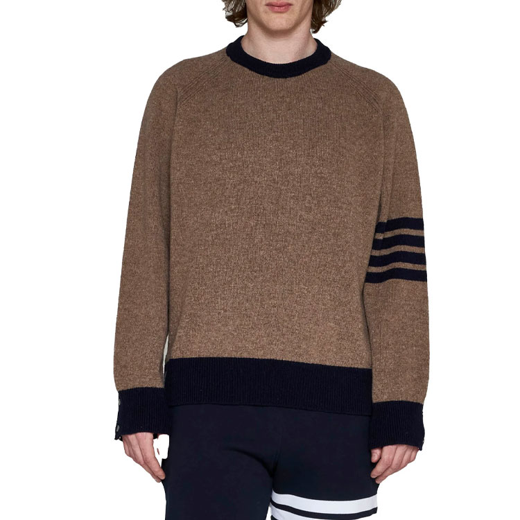 THOM BROWNE FW23  Brown Classic 4-Bar Wool Colorblock Sweater. MKA467A-Y1026-215 圖 4