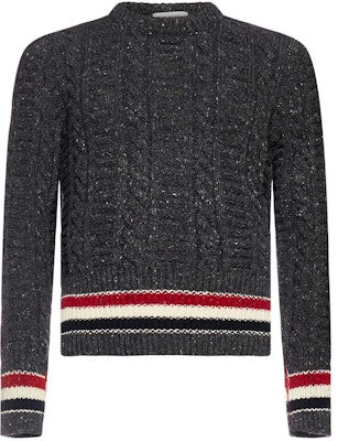 THOM BROWNE FW23 Sweater Rajutan Longgar Mohair Abu-Abu Bergaris Wol. MKA369A-Y1502-025 Buy THOM BROWNE FW23 Sweater Rajutan Longgar Mohair Abu-Abu Bergaris Wol. MKA369A-Y1502-025