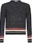 Order THOM BROWNE FW23 Sweater Rajutan Longgar Mohair Abu-Abu Bergaris Wol. MKA369A-Y1502-025