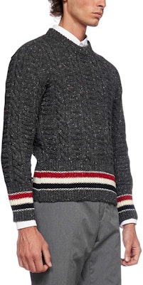 THOM BROWNE FW23 Sweater Rajutan Longgar Mohair Abu-Abu Bergaris Wol. MKA369A-Y1502-025 Lookbook THOM BROWNE FW23 Sweater Rajutan Longgar Mohair Abu-Abu Bergaris Wol. MKA369A-Y1502-025