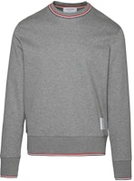 Thom Browne FW23 Grey Pullover Sweatshirt with Stripe Detail. MJT401A-J0055-055 Thom Browne FW23 Grey Pullover Sweatshirt with Stripe Detail. MJT401A-J0055-055