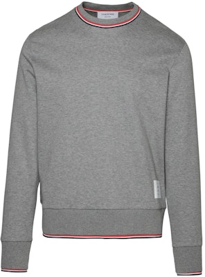 Thom Browne FW23 Baju Kelabu Pullover dengan Perincian Jalur. MJT401A-J0055-055 Buy Thom Browne FW23 Baju Kelabu Pullover dengan Perincian Jalur. MJT401A-J0055-055