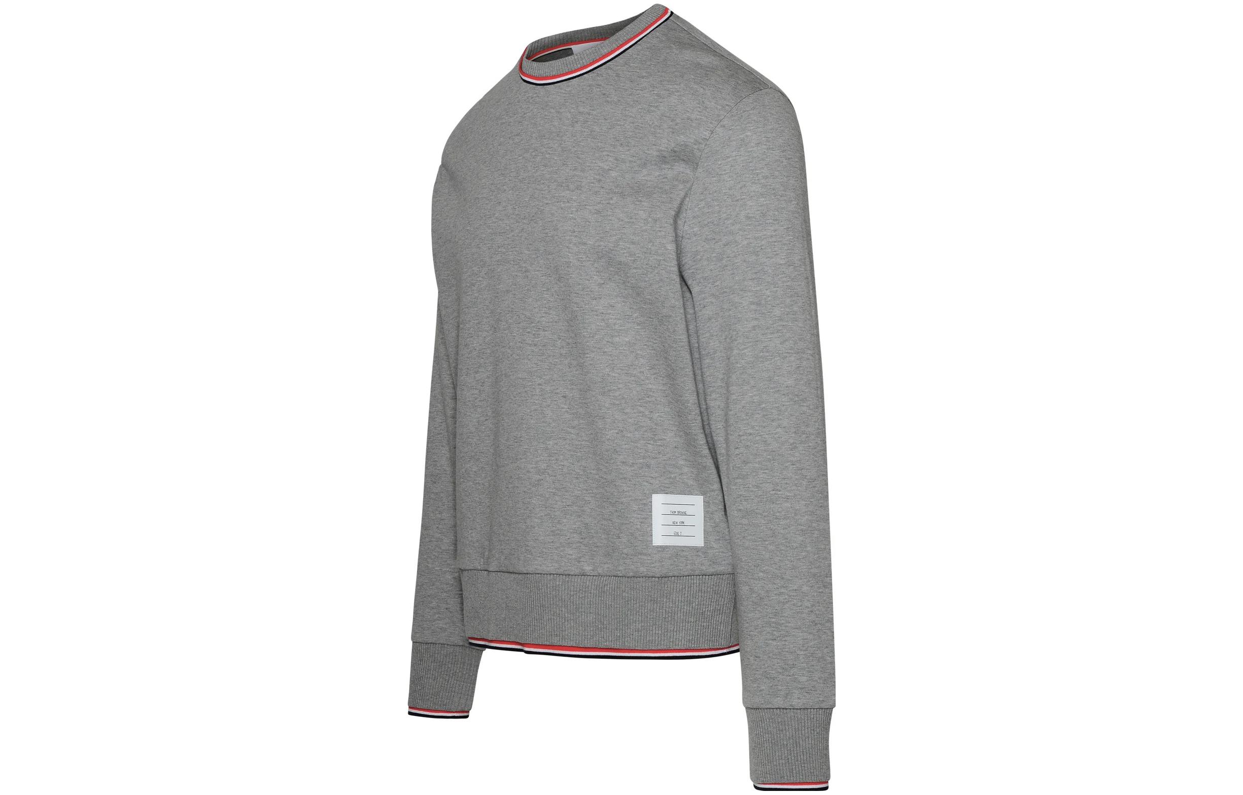 Shop Thom Browne FW23 Baju Kelabu Pullover dengan Perincian Jalur. MJT401A-J0055-055