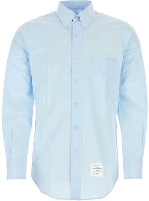 톰 브라운 FW23 연청 패치 로고 버튼업 긴팔 셔츠. MWL001A-03113-480 Order 톰 브라운 FW23 연청 패치 로고 버튼업 긴팔 셔츠. MWL001A-03113-480