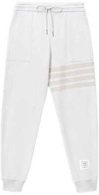 Pantalones de Punto Blancos Naturales Thom Browne FW23 con Diseño de Cuatro Rayas. MJQ177A-06910-113 Order Pantalones de Punto Blancos Naturales Thom Browne FW23 con Diseño de Cuatro Rayas. MJQ177A-06910-113