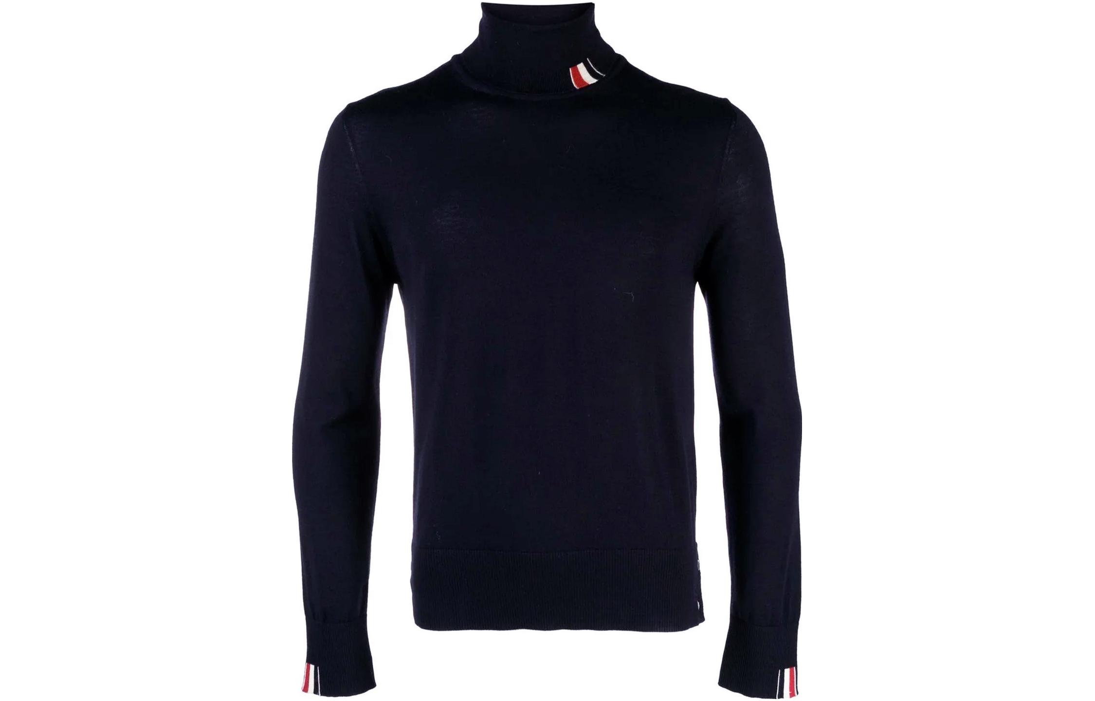 THOM BROWNE FW23  Slim Fit Wool Turtleneck Sweater Blue MKA475A-Y1014-415