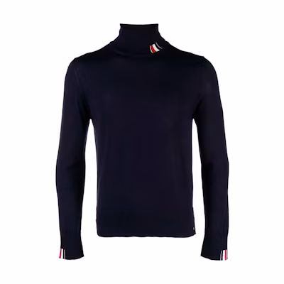THOM BROWNE FW23 Slim Fit Wool Turtleneck Sweater Blue MKA475A-Y1014-415