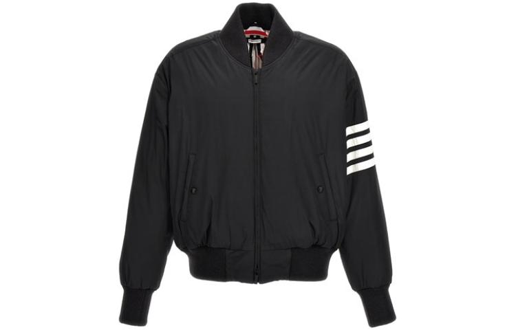 Order Thom Browne FW23  Solid Zip-Up Striped Jacket Black MJD103X-07259-015