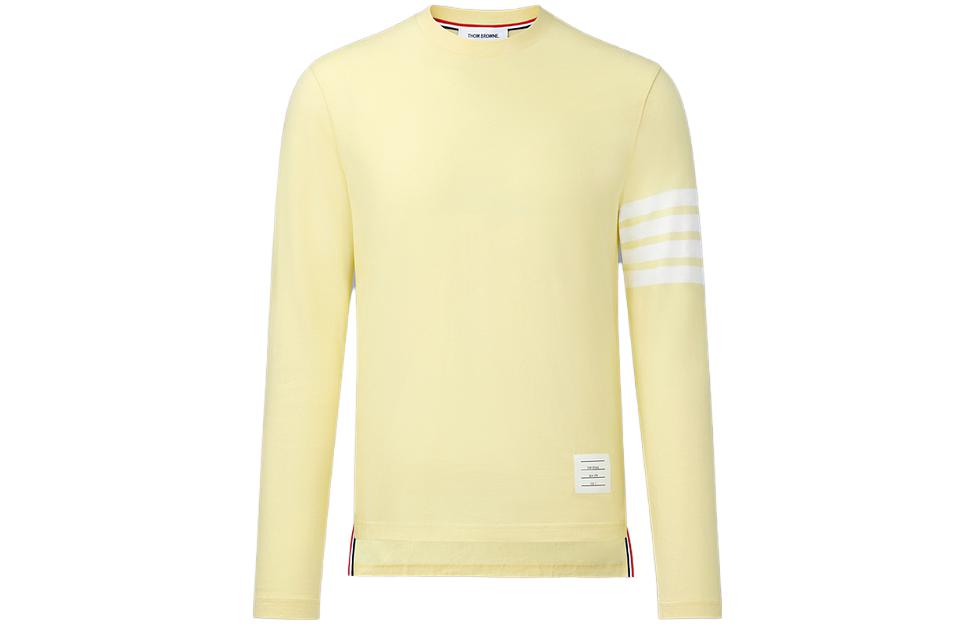 THOM BROWNE FW23  Yellow Striped Colorblock Long Sleeve T-Shirt. MJS169G-07862