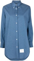 THOM BROWNE FW23 Blue Plain Single-Breasted Point Collar Long Sleeve Shirt Dress FDSE33A-F0351-440 THOM BROWNE FW23 Blue Plain Single-Breasted Point Collar Long Sleeve Shirt Dress FDSE33A-F0351-440
