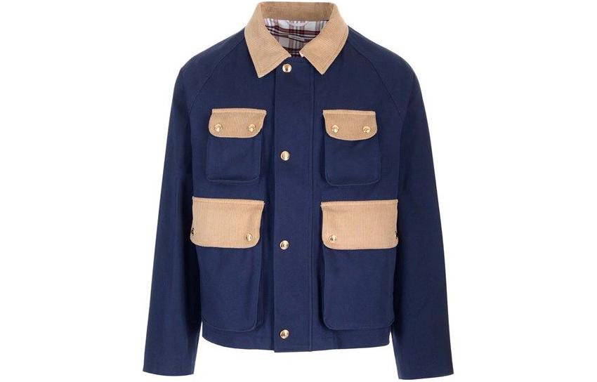 Thom Browne FW23 Blue Single-Breasted Pocket Long-Sleeve Jacket MOT084CF0175415