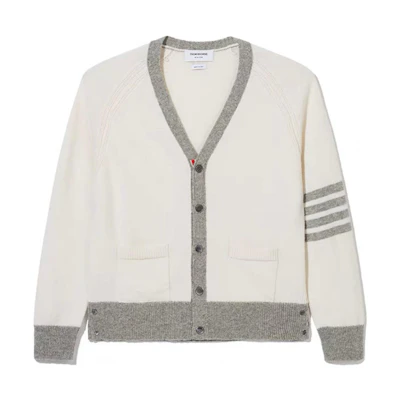 Thom Browne FW23 Classic Ivy League V-Neck Loose Fit Sweater White - . MKC485AY1026