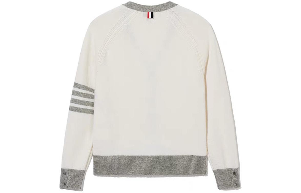 Thom Browne FW23 Classic Ivy League V-Neck Loose Fit Sweater White - . MKC485AY1026 圖 3