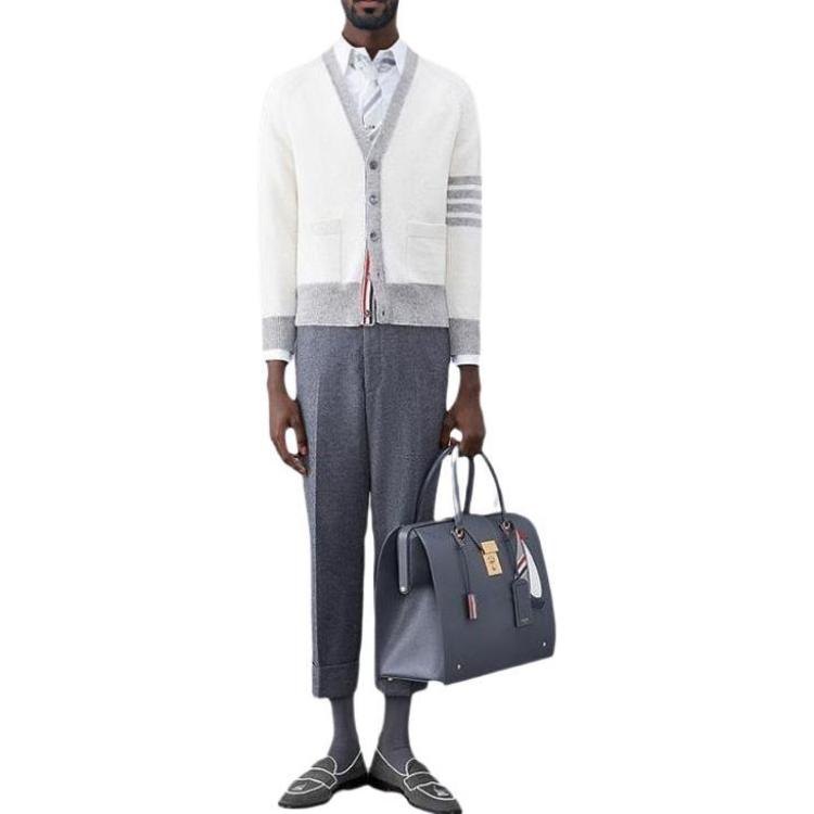 Thom Browne FW23 Classic Ivy League V-Neck Loose Fit Sweater White - . MKC485AY1026 圖 4