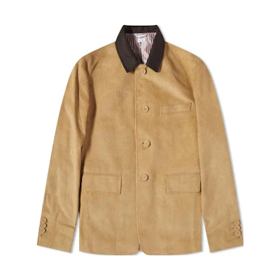Thom Browne FW23 Colorblock Corduroy Long Sleeve Jacket Khaki Mens MJU471C-F0220-250