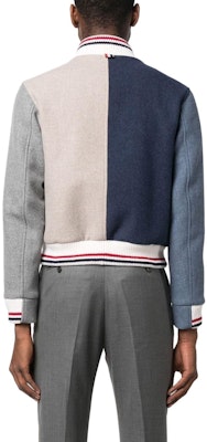 Thom Browne FW23 Jaket Varsity Multicolor Pria Striped Colorblock. MJO099F-F0069-215 Purchase Thom Browne FW23 Jaket Varsity Multicolor Pria Striped Colorblock. MJO099F-F0069-215