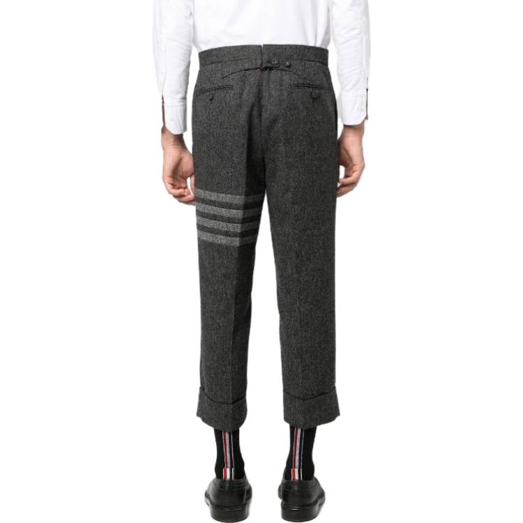 Shop Thom Browne FW23 灰色條紋寬鬆直筒休閒長褲 男款 灰色。 MTC213A-05385-025