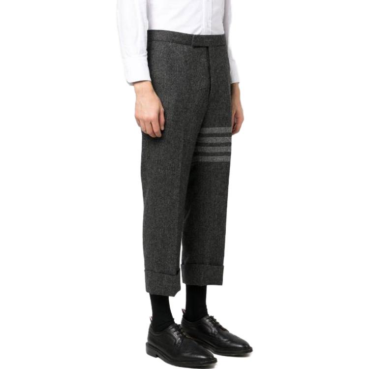 Purchase Thom Browne FW23 灰色條紋寬鬆直筒休閒長褲 男款 灰色。 MTC213A-05385-025