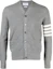 Buy Thom Browne FW23 Kardigan Lelaki Kelabu Bercorak Jalur V-Neck Butang. MKC484A-Y1014-055