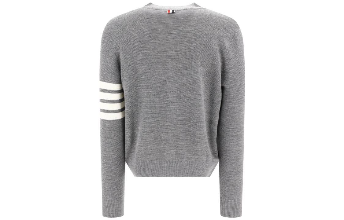 Thom Browne FW23 Grey Striped V-Neck Button-Up Knit Cardigan for Men. MKC484A-Y1014-055 圖 3