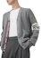 Cheap Thom Browne FW23 Kardigan Lelaki Kelabu Bercorak Jalur V-Neck Butang. MKC484A-Y1014-055