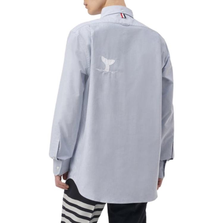 THOM BROWNE FW23 Light Blue Button-Up  Long Sleeve Shirt. MWL272E-E0668-480 圖 5