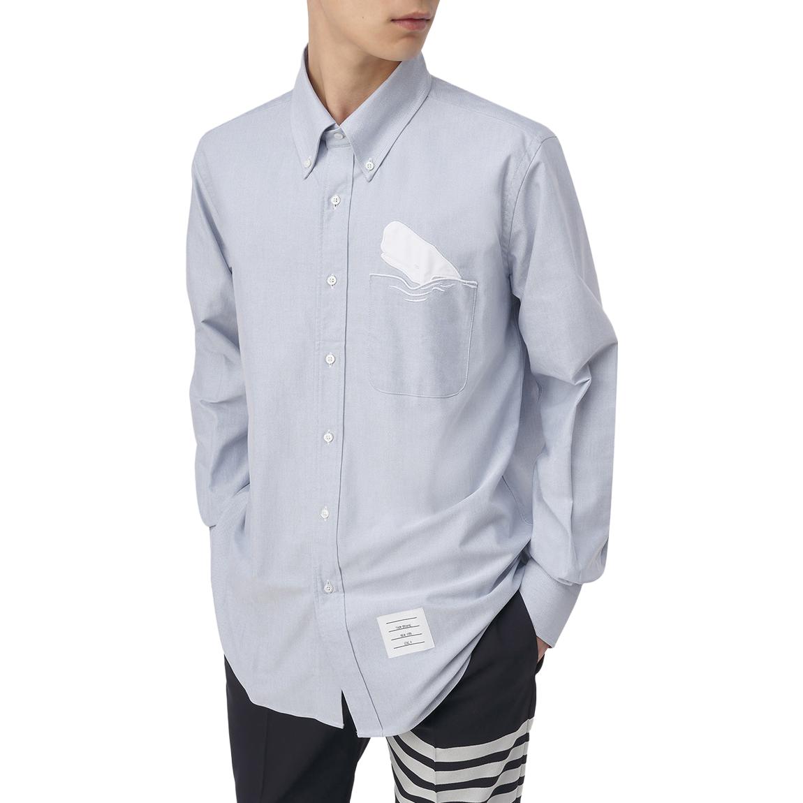 THOM BROWNE FW23 Light Blue Button-Up  Long Sleeve Shirt. MWL272E-E0668-480 圖 6