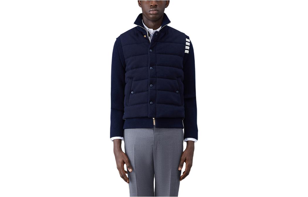Thom Browne FW23 Navy 4-Bar Double-Sided Zip-Up Jacket MKJ109A-Y1029-415