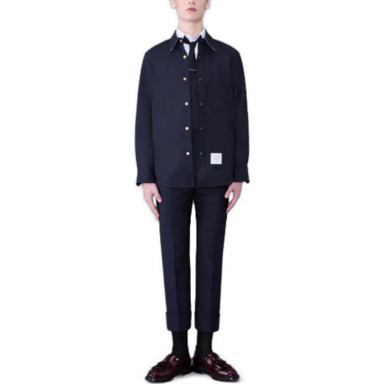 Shop Thom Browne Chaqueta Azul Marino de Manga Larga FW23. MJO055A-06146-420