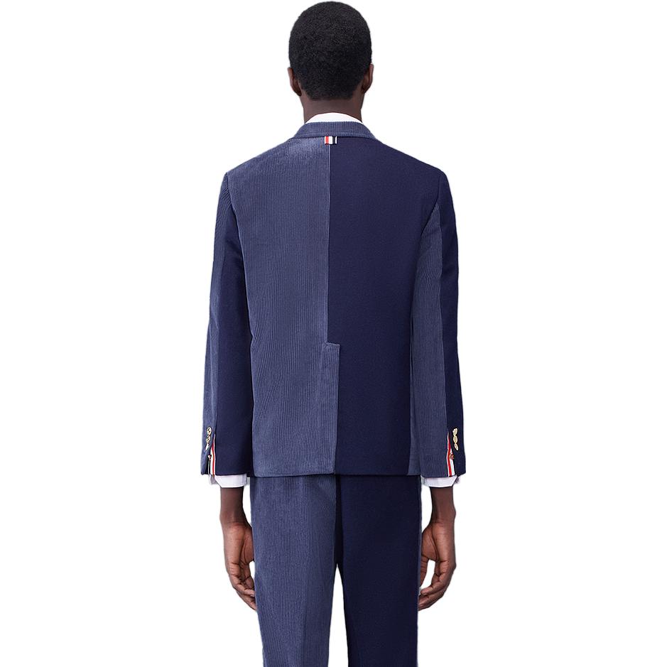 THOM BROWNE FW23 Navy Blue Striped Notch Lapel Single-Breasted Blazer Men. MJU558F-03793-415 圖 4