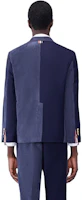 Shop THOM BROWNE FW23 Navy Blue Striped Notch Lapel Single-Breasted Blazer Men. MJU558F-03793-415