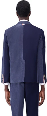 THOM BROWNE FW23 Navy Blue Striped Notch Lapel Single-Breasted Blazer Men. MJU558F-03793-415 Shop THOM BROWNE FW23 Navy Blue Striped Notch Lapel Single-Breasted Blazer Men. MJU558F-03793-415