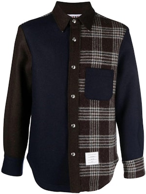 THOM BROWNE FW23 格紋拼接單排扣外套 男士深棕色. MJO055F-F0344-205 Order THOM BROWNE FW23 格紋拼接單排扣外套 男士深棕色. MJO055F-F0344-205