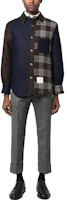 Lookbook THOM BROWNE FW23 Plaid Patchwork Single-Breasted Jacket Men’s Deep Brown. MJO055F-F0344-205