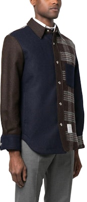 THOM BROWNE FW23 格紋拼接單排扣外套 男士深棕色. MJO055F-F0344-205 Purchase THOM BROWNE FW23 格紋拼接單排扣外套 男士深棕色. MJO055F-F0344-205