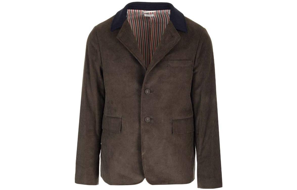 Thom Browne FW23 Pre-Fall Brown Solid Single-Breasted Long-Sleeve Jacket MJU471C-F0220-205