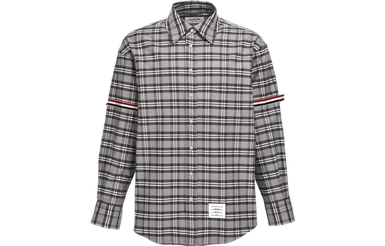 THOM BROWNE FW23 Pre-Fall Plaid Button-Up Long Sleeve Shirt Grey Men’s MWL389A-F0356-035