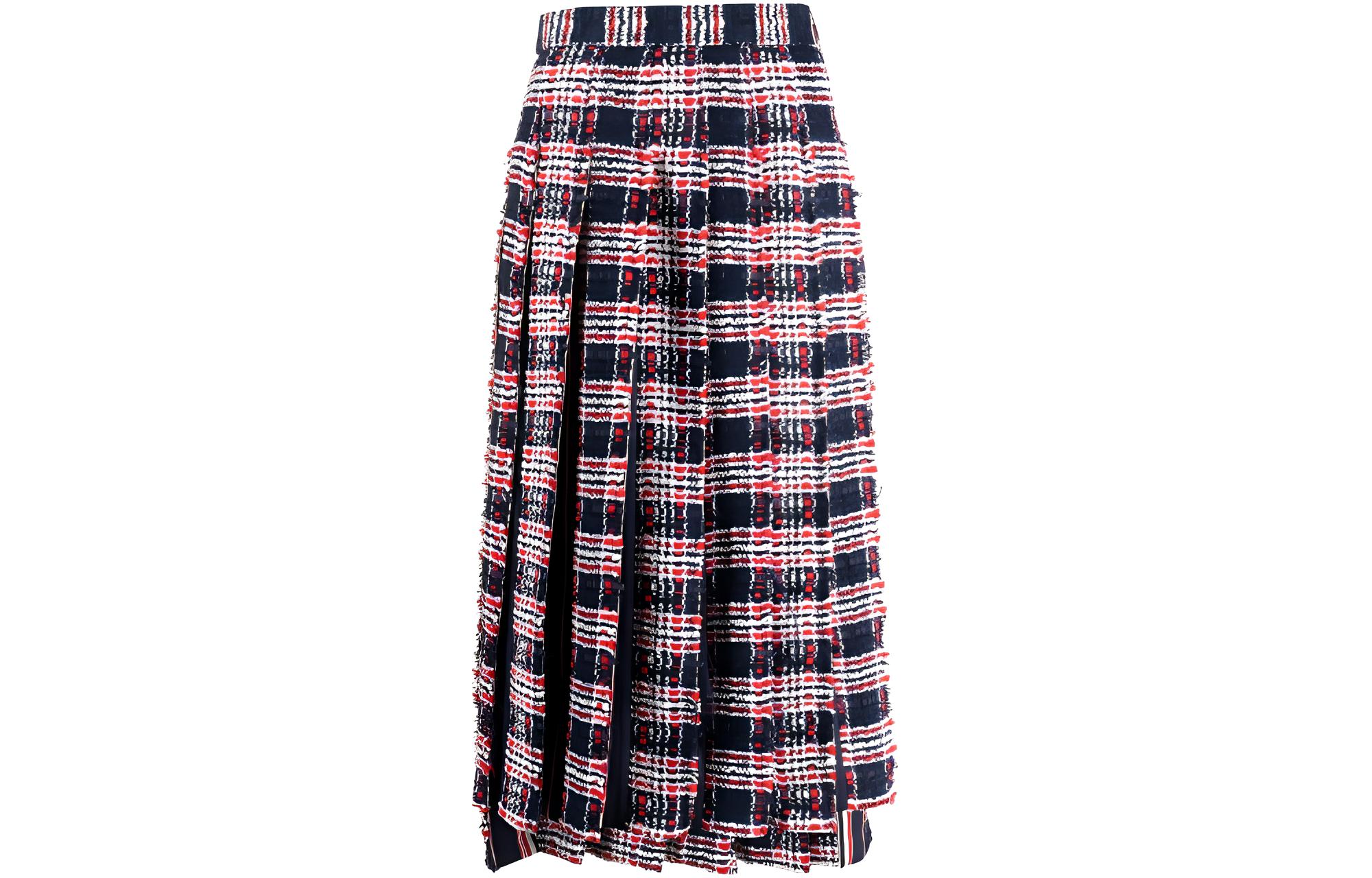 Thom Browne FW23 Pre-Fall Plaid Elastic Waist Maxi Skirt Multicolor FGC979T-F0361-960